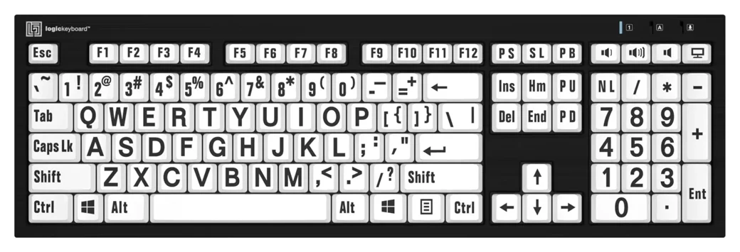Clavier gros caractères noirs sur fond blanc